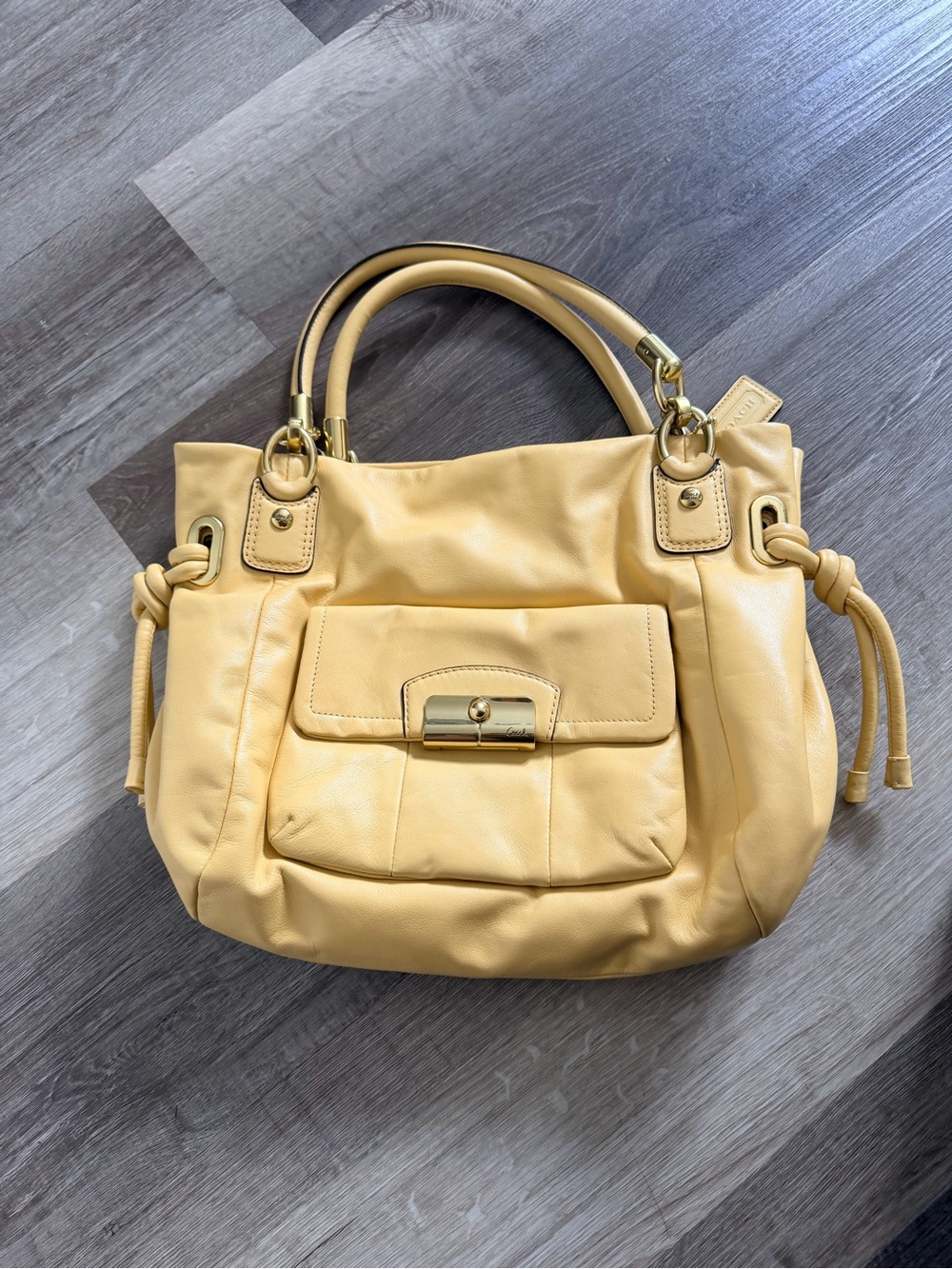 NWT Coach Yellow Leather Shoulder Bag with Gold Hardware